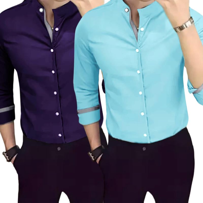 Pinkmint Men's Solid Slim Fit Casual Shirt, Full Sleeve Shirt for Casual Wear & Formal Wear Gift for Father,Boys