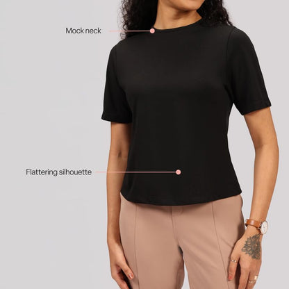 BlissClub Cotton Pro High Neck Top, Cotton-Like Comfort, Sweat-Free Confidence, Chic high Neck, Flattering fit