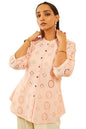 Soch Womens Peach Cotton Floral Schiffli Design Tunic