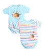 BUMZEE White & Mint Girls Half Sleeves Bodysuit Pack Of 2 Age - New Born (Peb9496A-wht.mnt)
