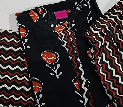 ANNI DESIGNER Women's Cotton Straight?urta with Palazzo (KUR105)