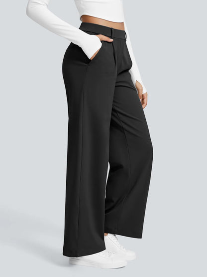 ADDYVERO High Waisted Side Pocket Straight Leg Work Pants Black