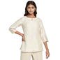 Fabindia Women Cotton Silk Blend Slim Fit Short Kurta Natural_Xxl