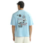 Nobero MenS Printed Oversized Fit T-Shirt (1M-Twrt-R0006-Ozpm_Powder Blue_1