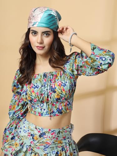 OOMPH! Full Sleeve Crop Top, Blue, mt911