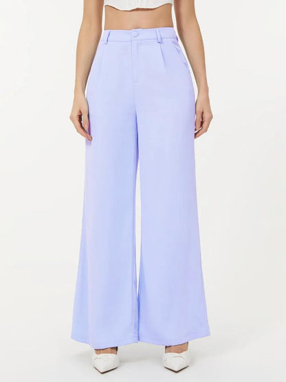 Kotty Womens High Rise Regular Fit Viscose Rayon Solid Trousers Light Purple