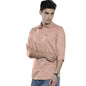 The Indian Garage Co Men Orange Striped Slim Fit Cotton Casual Shirt