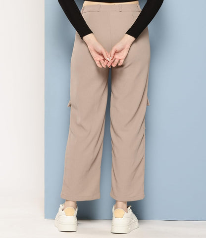 Aarika Girls Casual Wear Beige Colour Solid Nylon Pant (9-14 Years)