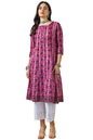 Soch Womens Magenta Cotton Slub Ajrak Print Panelled A Line Kurta