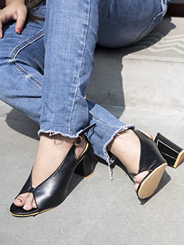 Shoetopia WomenS Block Heel Sandals | Light Weight & Comfortable With Cushioned Footbed | Stylish And Elegant Sandals For Women