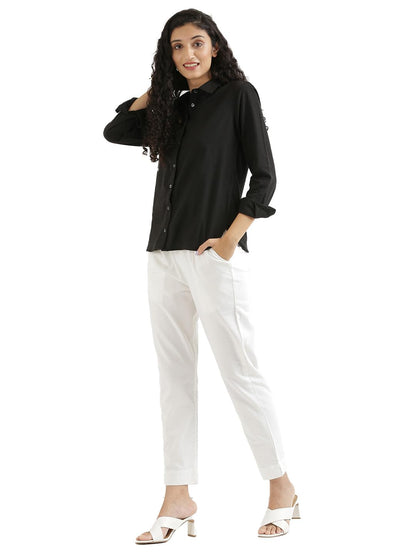 Digital Shopee Women Cotton Pant Stretchable Regular Slim Fit Trouser | Pocket Pants For Office | Cotton Casual Pant For WomenS