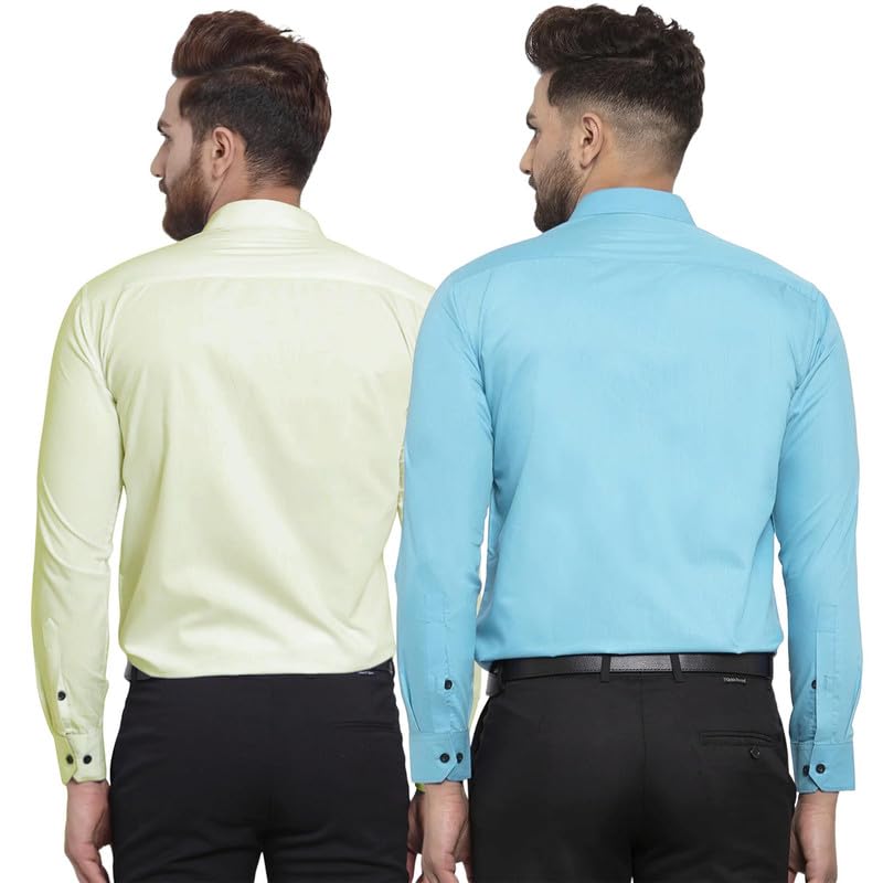 Pinkmint Mens Cotton Soild Full Sleeve Spread Collar Casual Combo Formal Shirt