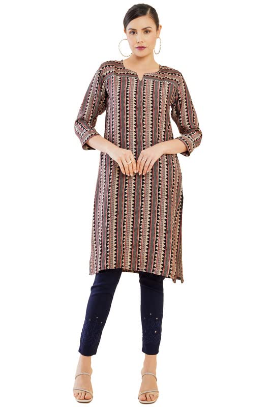Soch Womens Black Geometric Printed Muslin Kurta with Gota Patti