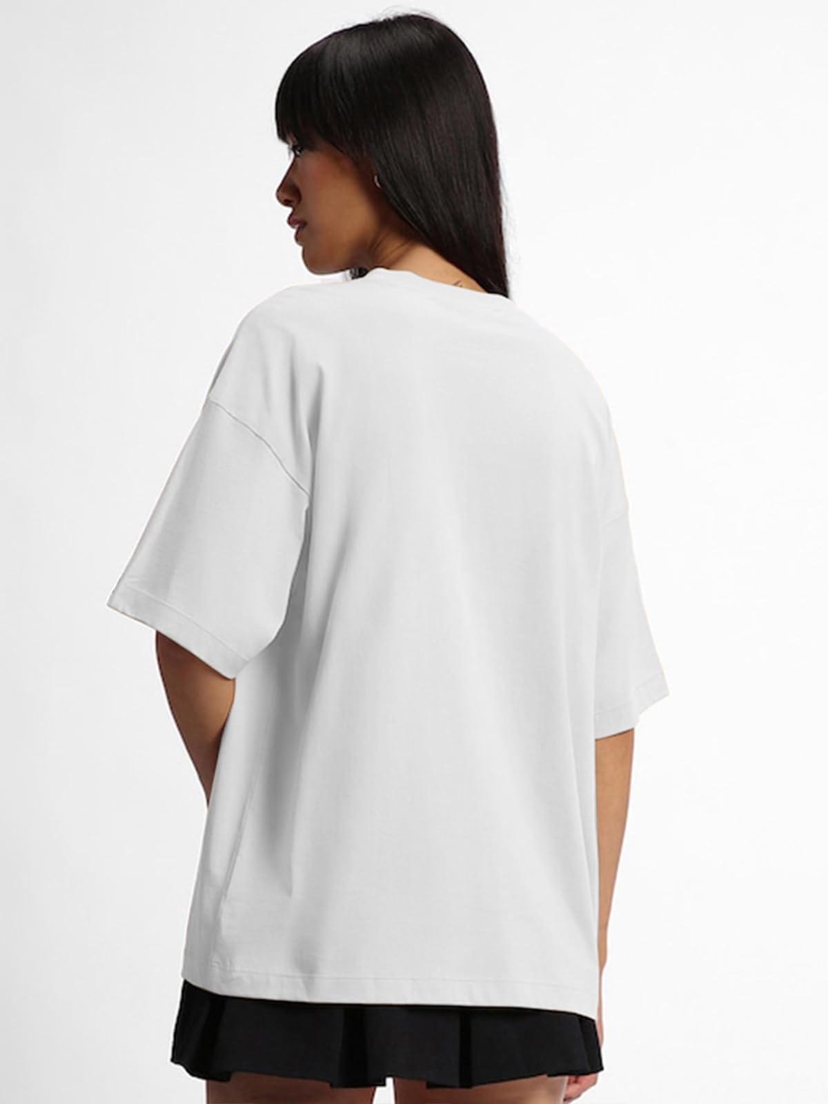 JUNEBERRY Pure Cotton Drop Shoulder Oversized Baggy Fit Half Sleeve Plain Solid Round Neck Multicolor T-Shirt for Women & Girls