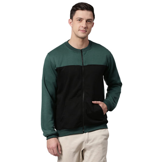 Dennis Lingo MenS Poly Cotton Sweatshirt With Front Open Zipper - Regular Fit Full Sleeves, Casual Winterwear For Men (Petrol G