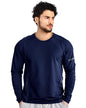 Eyebogler MenS Round Neck Solid Regular Fit Full Sleeve T-Shirt Navy Blue