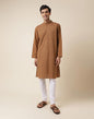 Fabindia Men's Cotton Embroidered Relaxed Kurta (1028147BROWN_Brown