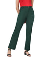 Kotty WomenS High Rise Cotton Blend Relaxed Fit Trousers Bottle Green