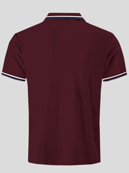 Noble Monk MenS Solid Regular Fit Polo Shirt (T863_Nm_Wine Melange
