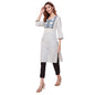 Fabindia WomenS Cotton Printed Regular Kurta (1037320Natural- Off White-Blue