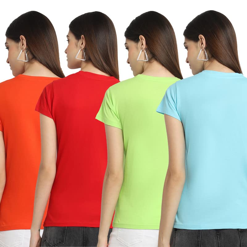 Preneum Womens Cotton Regular Fit Latest Graphic Stylish Printed Short Sleeves Casual T-Shirt || Trendy Designs & Stylish (Pack