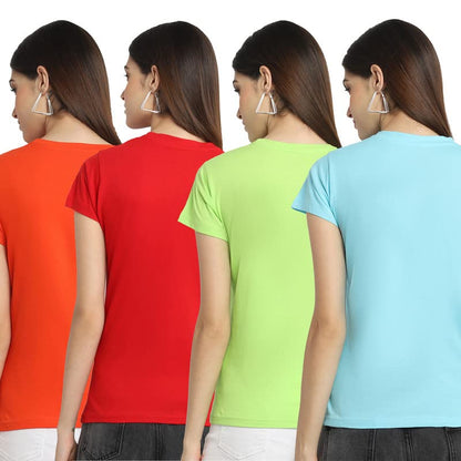Preneum Womens Cotton Regular Fit Latest Graphic Stylish Printed Short Sleeves Casual T-Shirt || Trendy Designs & Stylish (Pack