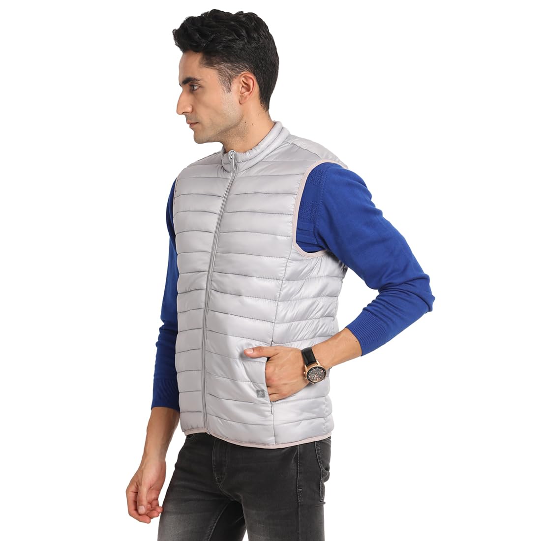 Turtle Men Nylon Solid Regular Fit Sleeveless Grey Windcheater Jacket