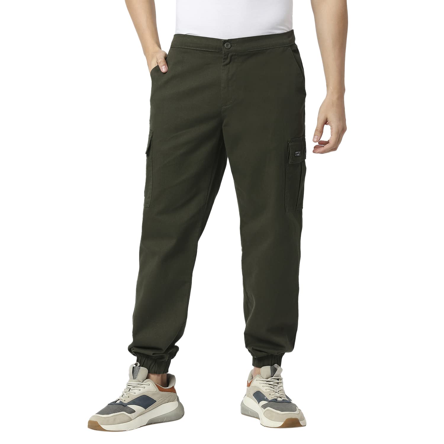 Thomas Scott Mens Solid Slim Fit Trouser Green