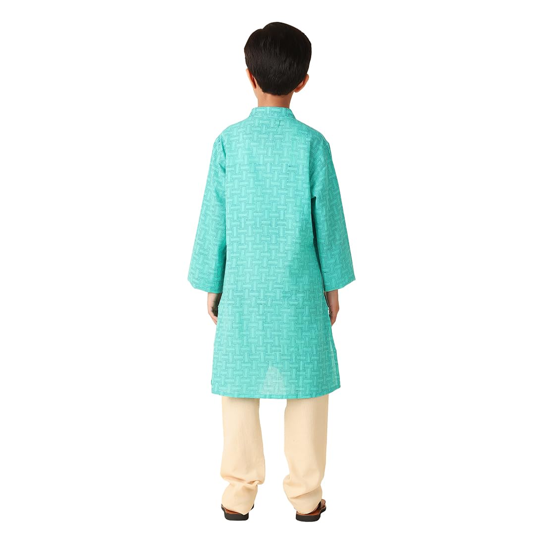 Fabindia BoyS Cotton Printed Regular Kurta (1030887Teal_Teal