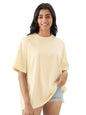 The Souled Store Solids: Off-White Women and Girls Short Sleeve Round Neck Cotton Oversized T-Shirts