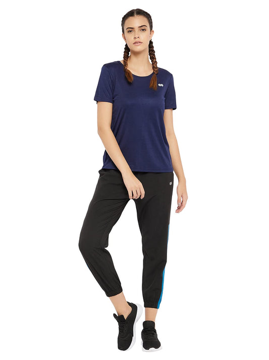 Clovia Womens Activewear Short Sleeves Sports T-Shirt (AT0141P08_Blue_M)