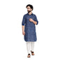 Fabindia Men Printed Pathani Kurta With Cuff Cotton_Xl Navy Blue
