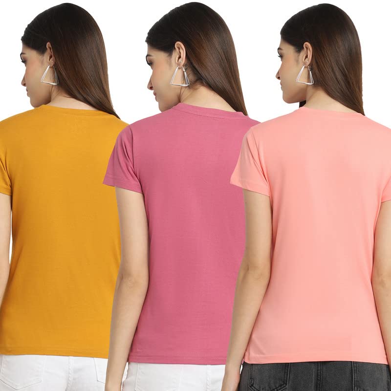 Preneum Womens Cotton Regular Fit Latest Graphic Stylish Printed Short Sleeves Casual T-Shirt || Latest Trendy & Style (Pack 3)