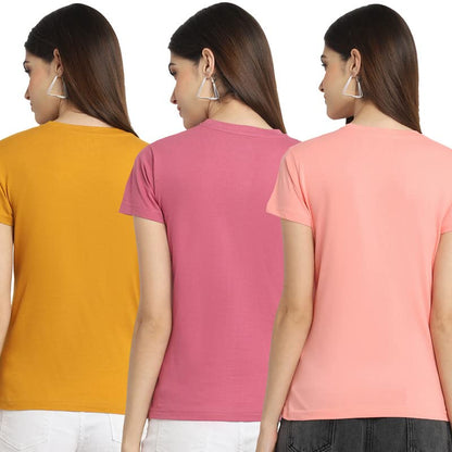 Preneum Womens Cotton Regular Fit Latest Graphic Stylish Printed Short Sleeves Casual T-Shirt || Latest Trendy & Style (Pack 3)