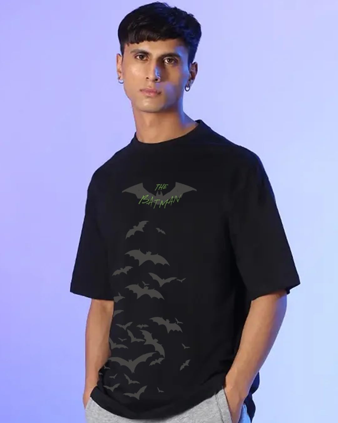 Bewakoof Official DC Merchandise Mens Printed Oversized Fit Half Sleeve Round Neck Cotton T-Shirt