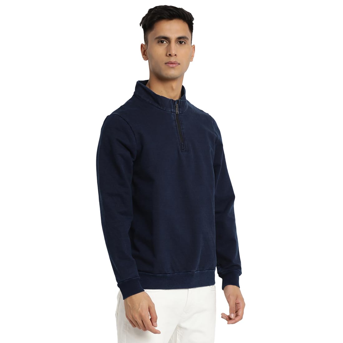 Turtle Men Cotton Tencel Slim Fit Full Sleeve Blue Sweatshirt