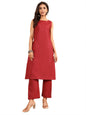 Varanga Women Solid Functional High Slit Kurta with Trouser