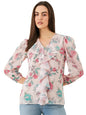 Modeve Women Regular Fit Fawn V Neck Floral Top