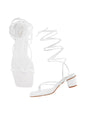 WomenS Strappy Lace-Up Gladiator Heels White Block Heel Sandals Toe Ring Open Toe ||Square Front Dress Stylish & Comfortable Fo