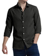 Finivo Fashion MenS Casual Cotton Plain Button Down Shirts Full Sleeve Textured Summer Beach Shirt For Men Black