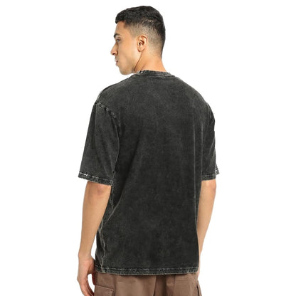 Bewakoof Mens Solid 100% Cotton T-Shirt- Oversized Fit, Round Neck, Half Sleeves Black