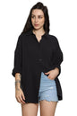High Star WomenS Oversized Fit Shirt (Hswshs2422_Jun_Black