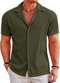 CB-COLEBROOK Mens Casual Button Down Shirts Short Sleeve Regular Fit Fashion Spread Beach Shirts Tops (in, Alpha, 2XL, Regular,