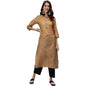 anubhutee Women's Tan Woven Design Cotton Straight Kurta Suit Set with Pants