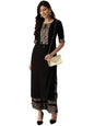GoSriKi Women's Rayon Solid Printed Kurta with Palazzos (Black)