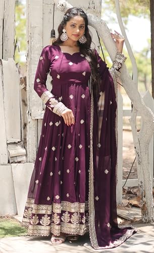 Fashion Basket Georgette Anarkali Dress For Women Wine