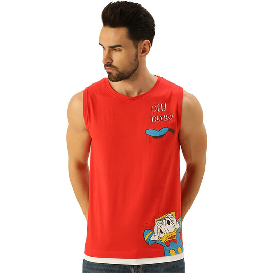Veirdo Mens Marvel Captain America Original Marvel Captain Printed Sleeveless T-Shirt Ice