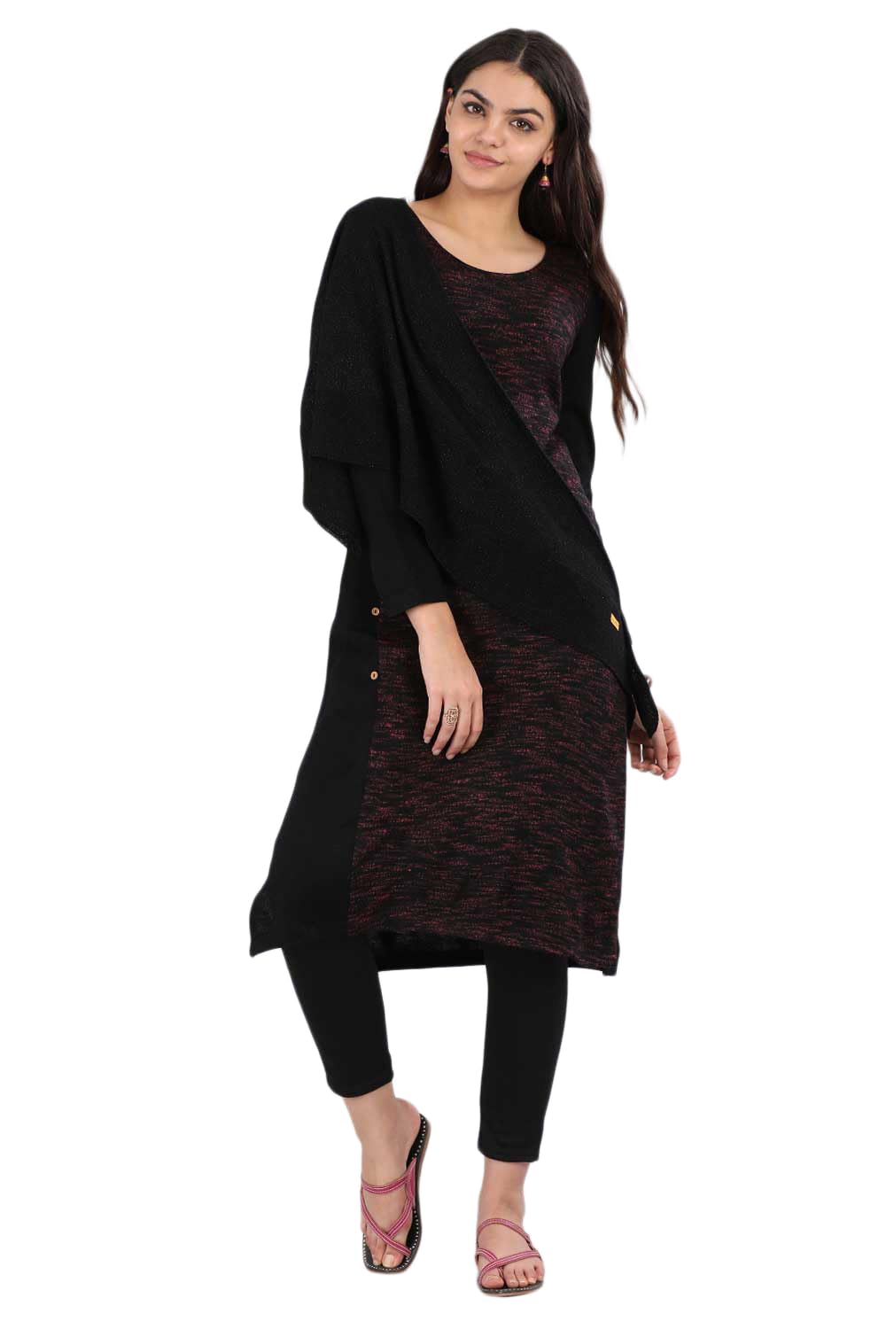 Aurelia Synthetic WomenS Shawl (18Aua80001-300230_Black_Fs)