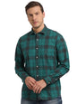 Turtle Men 100% Cotton Slim Fit Green Check Full Sleeve Casual Shirt