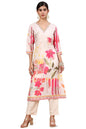 Soch Womens Cream Floral Printed Muslin Blend Kurta Set